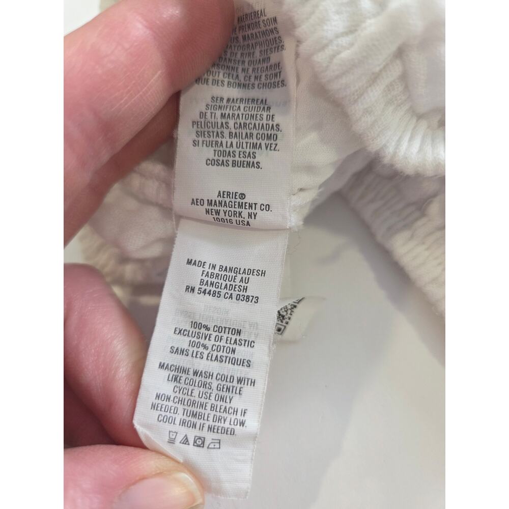 Aerie Cotton Gauzy Cotton White Cropped Pants Swim Cover Large Wide Leg - Picture 4 of 6